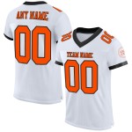 Maillot de football personnalisé authentique en maille blanche orange-noir Maillot de football personnalisé authentique en maille blanche orange-noir