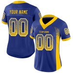 Maillot de football personnalisé Drift Royal Jaune-Blanc Fashion Mesh Maillot de football personnalisé Drift Royal Jaune-Blanc Fashion Mesh