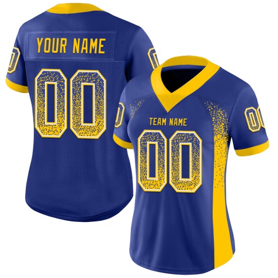 Maillot de football personnalisé Drift Royal Jaune-Blanc Fashion Mesh Maillot de football personnalisé Drift Royal Jaune-Blanc Fashion Mesh