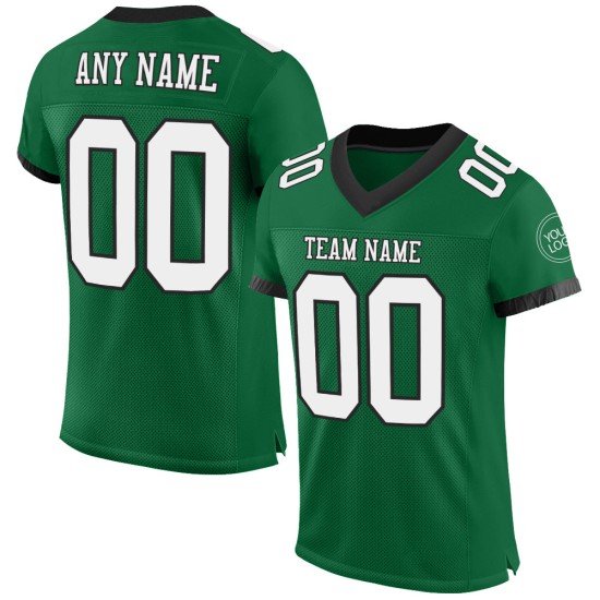 Maillot de football authentique vert personnalisé blanc-noir Kelly Mesh Maillot de football authentique vert personnalisé blanc-noir Kelly Mesh