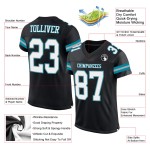 Maillot de football en maille blanc-bleu sarcelle noir authentique personnalisé Maillot de football en maille blanc-bleu sarcelle noir authentique personnalisé