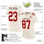 Maillot de football personnalisé authentique rouge crème en maille Maillot de football personnalisé authentique rouge crème en maille