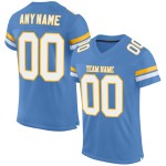 Maillot de football authentique personnalisé en maille blanc-or bleu clair Maillot de football authentique personnalisé en maille blanc-or bleu clair