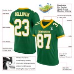 Maillot de football Kelly vert en maille blanc-or personnalisé authentique Maillot de football Kelly vert en maille blanc-or personnalisé authentique