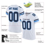 Maillot blanc bleu marine et poudre de football, maille authentique personnalisée Maillot blanc bleu marine et poudre de football, maille authentique personnalisée
