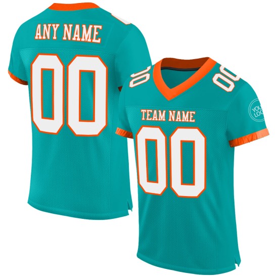 Maillot de football authentique Aqua Mesh blanc-orange personnalisé Maillot de football authentique Aqua Mesh blanc-orange personnalisé