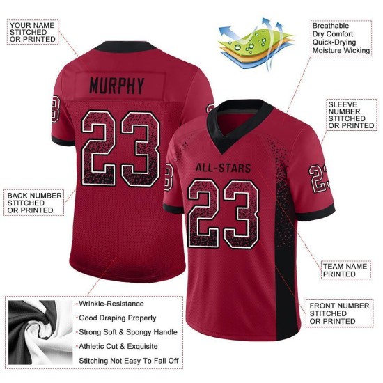 Maillot de football personnalisé Drift Fashion Cardinal noir et blanc en maille Maillot de football personnalisé Drift Fashion Cardinal noir et blanc en maille