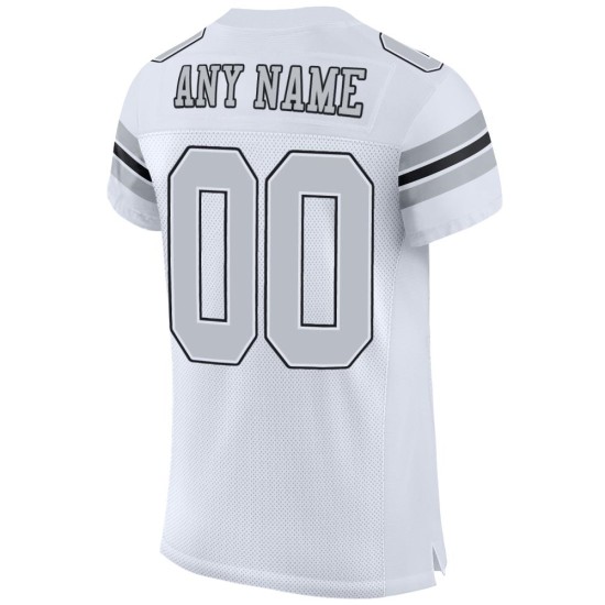 Maillot de football personnalisé authentique en maille argent-noir blanc Maillot de football personnalisé authentique en maille argent-noir blanc