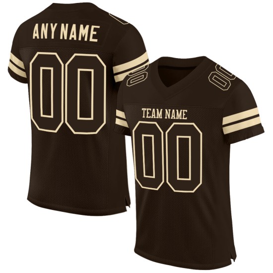 Maillot de football marron, maille personnalisée authentique marron-crème Maillot de football marron, maille personnalisée authentique marron-crème