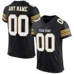 Maillot de football noir et blanc authentique avec maille dorée personnalisée Maillot de football noir et blanc authentique avec maille dorée personnalisée