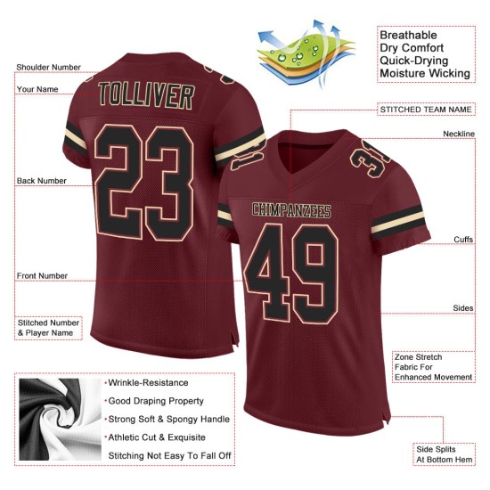 Maillot de football en maille noir-crème personnalisé authentique bordeaux Maillot de football en maille noir-crème personnalisé authentique bordeaux