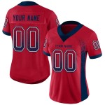 Maillot de football personnalisé en maille rouge Drift, bleu marine et blanc Maillot de football personnalisé en maille rouge Drift, bleu marine et blanc