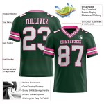 Maillot de football personnalisé blanc-rose en maille verte authentique Maillot de football personnalisé blanc-rose en maille verte authentique