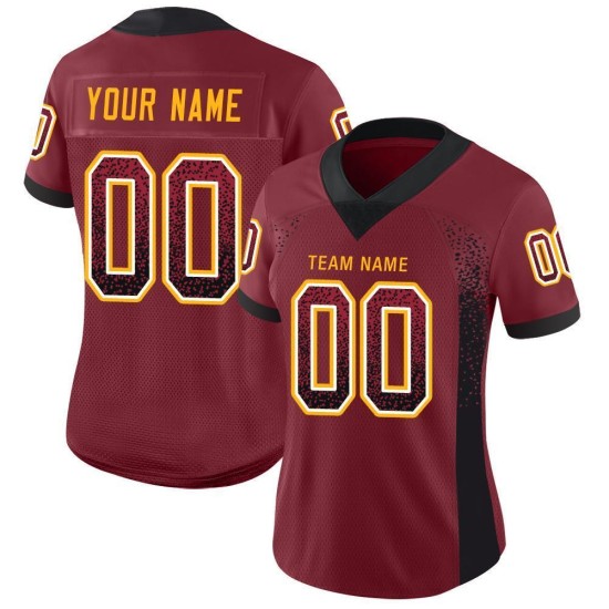 Maillot de football personnalisé en maille noir et or, bordeaux Maillot de football personnalisé en maille noir et or, bordeaux