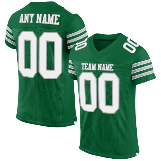 Maillot de football authentique en maille vert blanc-gris personnalisé Kelly Maillot de football authentique en maille vert blanc-gris personnalisé Kelly