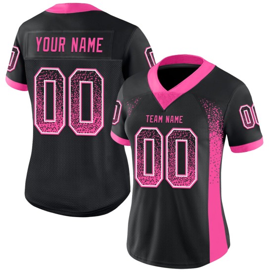 Maillot de football personnalisé en maille rose et blanc Drift Fashion Black Maillot de football personnalisé en maille rose et blanc Drift Fashion Black