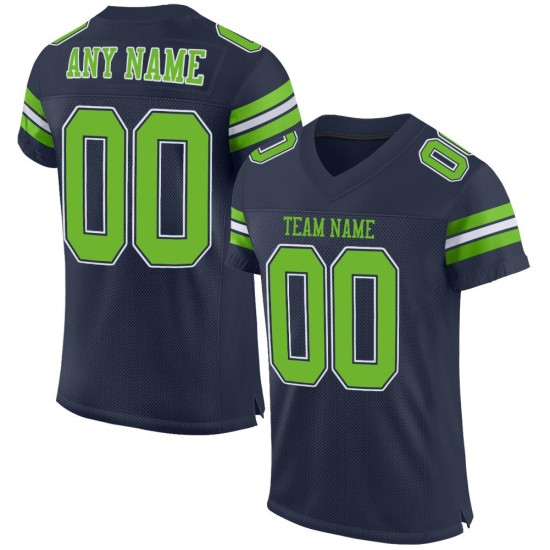 Maillot de football authentique en maille vert-blanc fluo personnalisé bleu marine Maillot de football authentique en maille vert-blanc fluo personnalisé bleu marine
