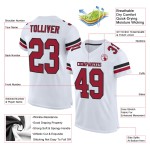 Maillot de football authentique en maille blanche, personnalisé, Cardinal-Noir Maillot de football authentique en maille blanche, personnalisé, Cardinal-Noir