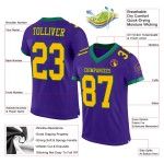 Maillot de football personnalisé en maille violette authentique Green Gold-Kelly Maillot de football personnalisé en maille violette authentique Green Gold-Kelly