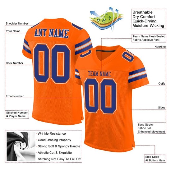 Maillot de football personnalisé en maille orange Royal-White Authentic Maillot de football personnalisé en maille orange Royal-White Authentic