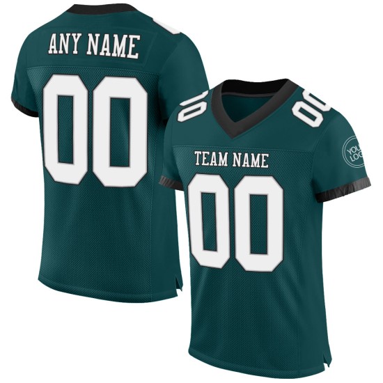 Maillot de football authentique blanc minuit personnalisé en maille vert gris-noir Maillot de football authentique blanc minuit personnalisé en maille vert gris-noir