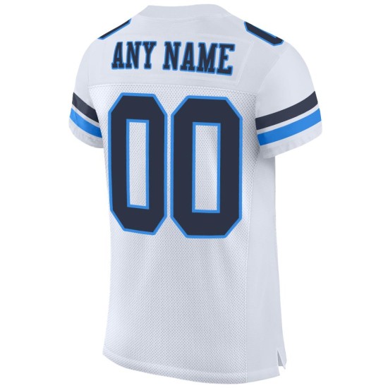 Maillot blanc bleu marine et poudre de football, maille authentique personnalisée Maillot blanc bleu marine et poudre de football, maille authentique personnalisée
