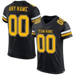 Maillot de football noir personnalisé en maille authentique or-blanc Maillot de football noir personnalisé en maille authentique or-blanc