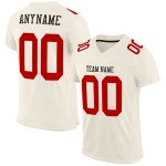 Maillot de football personnalisé authentique rouge crème en maille Maillot de football personnalisé authentique rouge crème en maille