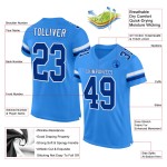 Maillot de football personnalisé en maille poudre bleu royal-blanc authentique Maillot de football personnalisé en maille poudre bleu royal-blanc authentique