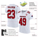 Maillot de football blanc authentique en maille personnalisée rouge-noir Maillot de football blanc authentique en maille personnalisée rouge-noir