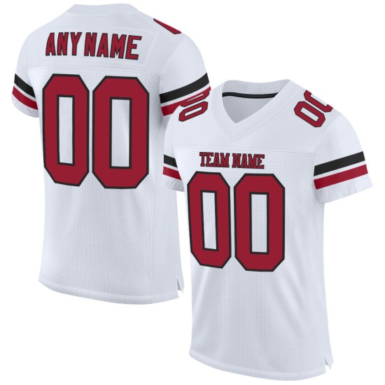 Maillot de football authentique en maille blanche, personnalisé, Cardinal-Noir Maillot de football authentique en maille blanche, personnalisé, Cardinal-Noir