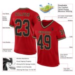 Maillot de football rouge authentique, noir et rétro, en maille dorée, personnalisé Maillot de football rouge authentique, noir et rétro, en maille dorée, personnalisé
