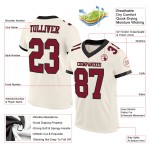 Maillot de football authentique en maille crème, couleur cramoisie et noir, personnalisé Maillot de football authentique en maille crème, couleur cramoisie et noir, personnalisé