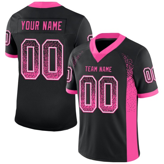 Maillot de football personnalisé en maille rose et blanc Drift Fashion Black Maillot de football personnalisé en maille rose et blanc Drift Fashion Black