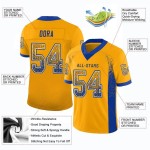 Maillot de football tendance en maille Royal-White Drift personnalisé doré Maillot de football tendance en maille Royal-White Drift personnalisé doré