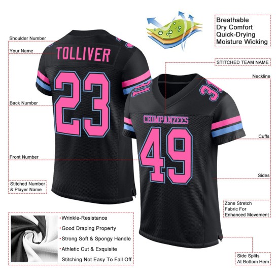 Maillot noir bleu football rose clair maille personnalisée authentique Maillot noir bleu football rose clair maille personnalisée authentique