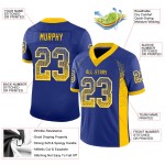 Maillot de football personnalisé Drift Royal Jaune-Blanc Fashion Mesh Maillot de football personnalisé Drift Royal Jaune-Blanc Fashion Mesh
