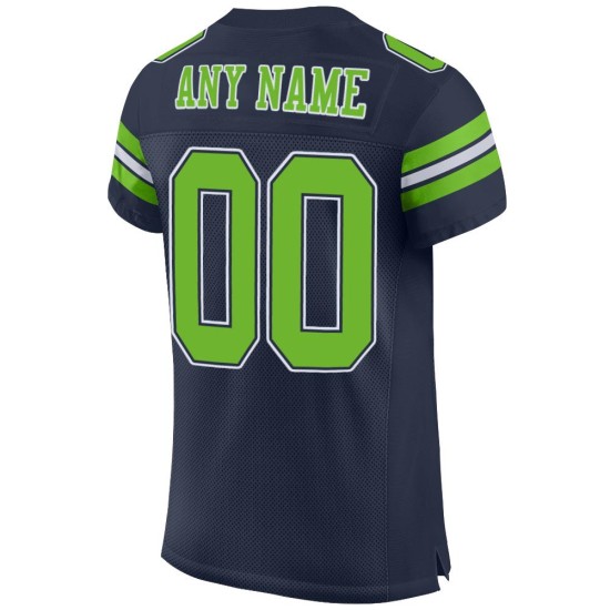Maillot de football authentique en maille vert-blanc fluo personnalisé bleu marine Maillot de football authentique en maille vert-blanc fluo personnalisé bleu marine