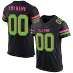 Maillot de football personnalisé vert-rose en maille fluo noire authentique Maillot de football personnalisé vert-rose en maille fluo noire authentique