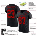 Maillot de football rouge personnalisé en maille noire authentique Maillot de football rouge personnalisé en maille noire authentique