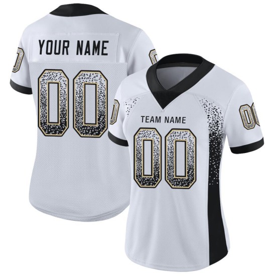 Maillot de football en maille personnalisé Drift Fashion Blanc Noir-Or Vegas Maillot de football en maille personnalisé Drift Fashion Blanc Noir-Or Vegas