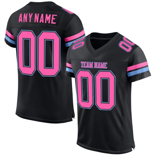 Maillot noir bleu football rose clair maille personnalisée authentique Maillot noir bleu football rose clair maille personnalisée authentique