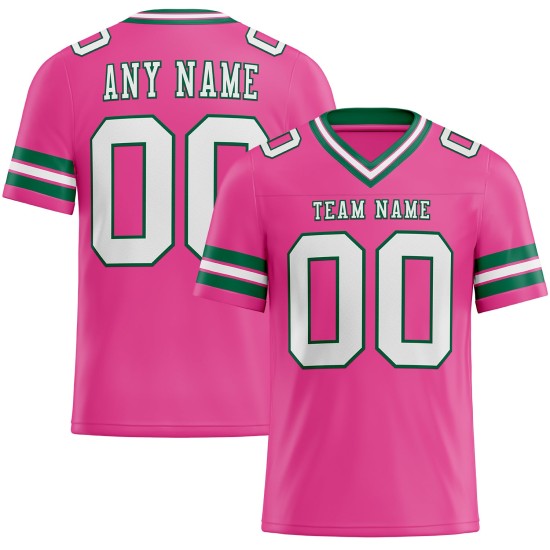 Maillot de football vert authentique blanc-Kelly personnalisé en maille rose Maillot de football vert authentique blanc-Kelly personnalisé en maille rose