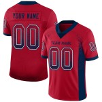 Maillot de football personnalisé en maille rouge Drift, bleu marine et blanc Maillot de football personnalisé en maille rouge Drift, bleu marine et blanc