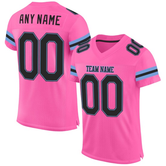 Maillot de football authentique personnalisé en maille bleue rose noir clair Maillot de football authentique personnalisé en maille bleue rose noir clair