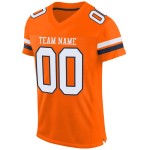 Maillot de football authentique orange personnalisé blanc-bleu marine en maille Maillot de football authentique orange personnalisé blanc-bleu marine en maille