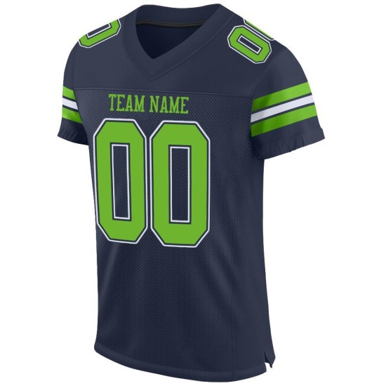 Maillot de football authentique en maille vert-blanc fluo personnalisé bleu marine Maillot de football authentique en maille vert-blanc fluo personnalisé bleu marine