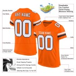 Maillot de football authentique orange personnalisé blanc-bleu marine en maille Maillot de football authentique orange personnalisé blanc-bleu marine en maille