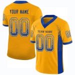 Maillot de football tendance en maille Royal-White Drift personnalisé doré Maillot de football tendance en maille Royal-White Drift personnalisé doré