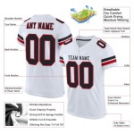 Maillot de football blanc en maille noir et rouge personnalisé authentique Maillot de football blanc en maille noir et rouge personnalisé authentique